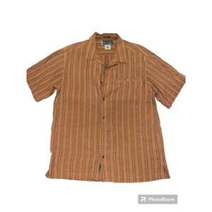 Columbia XCO Men’s Short Sleeve Button Down Casual Orange Aztec Print Size M